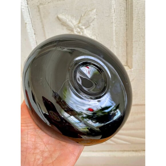 Vintage MCM Black Glass Set Handled Dish and Relish Plate - Picture 4 of 13